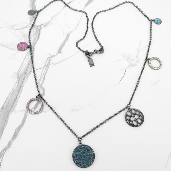 Coach Multi Pave Disc Pendant Necklace - Picture 1 of 9